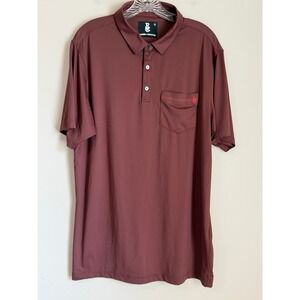 Raised by Coyotes Polo Shirt Mens Large Brown Barbed Wire Pocket Performance
